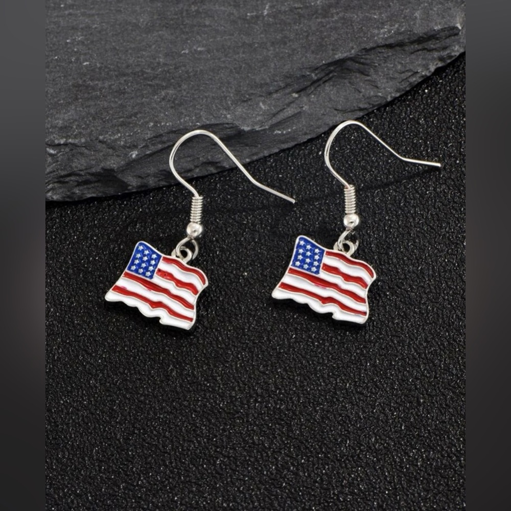 American Flag Drop Earrings